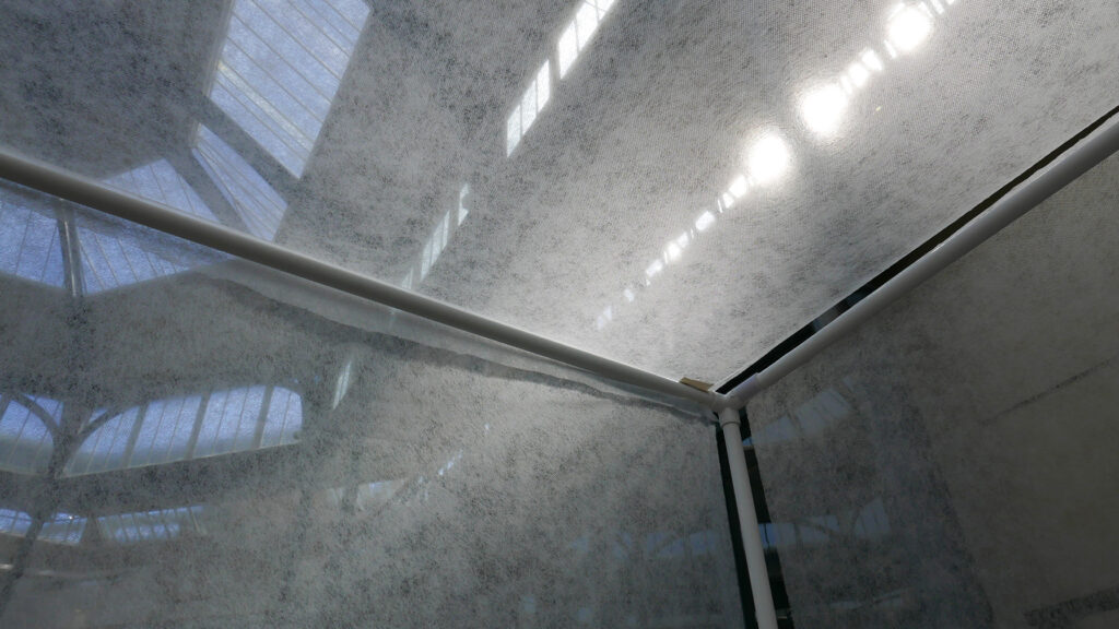 light shining through the anti plant freeze fleece with the briggait in the background